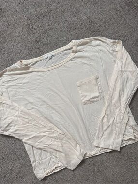 Z Supply Cream Long Sleeve Pocket Tee